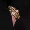 Kedja 3st/set lyx Micro Pave CZ Crown Roman Royal Charm Men armband rostfritt stål kristaller armband par handgjorda smycken gåva x0909