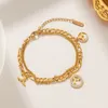 Design Brand Bracelet Letter Women Letters Stud Earring Gold Plated Stainless Steel Wristband Link Chain Bangles Jewerlry Accessories Fashion Gift