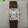 Супертонкая серия, модные кварцевые часы для мужчин и женщин, золотой циферблат, коричневый кожаный ремешок, наручные часы, классический прямоугольный дизайн, модельные часы327x