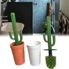 Badaccessoireset Toiletborstel Innovatief Dichtkop Plastic Schattige Cactus Lange steel Reinigingsreiniger voor Home297C