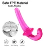 Dildo di cristallo senza spalline doppia penetrazione punto G stimolatore massaggio vaginale anale strapon giocattoli erotici sexy per due lesbiche238w