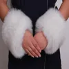 Five Fingers Gloves One Pair Faux Rabbit Fur Oversleeve Cuff Winter Warm Wristbands Elegant Women Parkas Wrist Sleeve Cover for Coat 230909