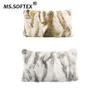 MS Softex Taie d'oreiller en fourrure naturelle Patchwork véritable fourrure de lapin housse de coussin en peluche douce housse de coussin décoration de la maison T200601290g