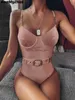 Dames Badmode Dames Badmode 2022 Nieuwe Sexy Fluwelen OnePiece Zwarte Bikini Riem Badpak Dames Solid Push Up Badmode Vrouwelijk Braziliaans Strandbadpak L230213L2