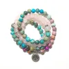 SN1530 New Design Women's 108 Mala Yoga Bracelet Pink Crystal Natural Jasper Mala Beads Bracelet Lotus Energy Yoga Jewelry287O