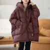 Women's Jackets Lagabogy 2023 Winter Women 90 White Duck Down Jacket Casual Loose Over Size Warm Parka Female Drawstring Hooded Puffer Coat 230908