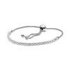 Fijne sieraden Authentieke 925 Sterling Zilveren Kraal Fit Pandora Bedelarmbanden Sprankelende Ketting Verstelbare Schuif Tennisarmband Safe209B