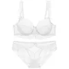 SETE Sexy Lace Ultra Fino Transparente Sutiã e Calcinha Conjunto Tamanho Grande Conjunto de Roupa Interior Lingerie Mulheres Sutiãs A B C D E Cup Q0705263w