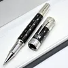 Begränsad upplaga Elizabeth Pen Högkvalitativ svartmetall Gyllene silvergravelrulleboll Pen Fountain Pens Writing Office Supplies med Diamond Inlay Clip 0686/4810