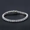 Qualität 4A komplettes 3 mm 4 mm CZ-Tennisarmband aus echtem, massivem 925er-Sterlingsilber, klassischer Schmuck, 2 Stück, Lot267n