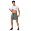 Lu Designer Men Yoga Sports Kort snabba torra shorts med Back Pocket Mobiltelefon Casual Running Gym Jogger Pant