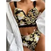 Damen-Bademode Versage Push-Up-Bikini-Set, hohe Taille, Damen-Badeanzug, Damen-Badeanzug, Vercace-Druck, Biquini 22L230909