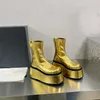 Paris Boots Unicorn High Top White Square Golden Black Suede Half Boots Ankle Booties Jumbo tjocka skosnören Womens Casual Shoes