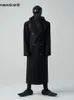 Men's Wool Blends Mauroicardi Autumn Winter Long Loose Luxury Warm Soft Black Woolen Trench Coat Men Double Breasted Cool European Overcoat 230908