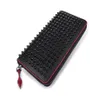 Style Red Botto Wallets Panelled Spiked Clutch Women Patent Real Leather Mixed Color Rivets bag Clutches Lady Long Purses with Spi257Y