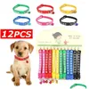 Hundhalsar Leases Justerbar 12st/Set Pet Collar med Bell Lovely Small FootPrint Flower Strap Nylon Fabric Puppy Teddy Cat Kit DH4VM