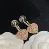 Coração balançar brincos 18k banhado a ouro anel gancho com strass rosa swarovski feminino designer brincos definir yout260w feminino