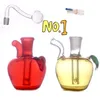 Wholesale hookah Water Glass dab rig Bongs with smoking Accessories colorful multi-colors cute Apple shape mini bong