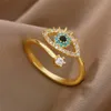 Lucky Turkiet Blue Evil Eye Band Rings Ladies Open Justerbara rostfritt stålringar 2022 Trend Wedding Par Jewelry Gift AB736172G