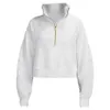 Ll feminino outono gola alta jaqueta de ginástica moletom yoga terno senhoras hoodies esporte ginásio casaco meio zíper pulôver gola curta st305g