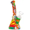 Latest Colorful Innovative Silicone Bong Pipes Kit Waterpipe Glass Filter Handle Funnel Bowl Herb Tobacco Cigarette Holder Portable Smoking Bubbler Handpipes