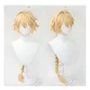 Cosplay Peruki Genshin Impact Traveller Aether Aether Posterd Golden Long Braided Syntetyczne włosy Halloween gra cosplay peruka cap 230908