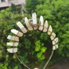 Bröllopshår smycken Real Crystal Quartz Druzy Crown Gothic Moon Raw Stone Wand Hairpin Tiara Witchcamp Comb Woman Wed Halloween Gift 230908