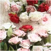 Dekorativa blommor kransar 10st/parti en enda gren rose konstgjord siden dekoration hemvägg bröllop dekor trädgård diy falsk blomma otbzg