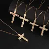 Pendant Necklaces Fashion Trend Diamond Cross Pendant Chain Womens Mens Jewelry Gold CZ Pendant Necklace Flashing Cross Necklace Stainless Steel Necklace Free Shi