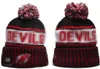 2023 Hockey DVILS Beanie North American Team Side Patch Winter Wool Sport Knit Hat Skull Caps Beanies