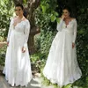 Oszałamiające 2019 Koronkie sukienki ślubne z Illusion Country V-Neck Długie rękaw Garden Vestido de Noiva Bridal Stun Ball Custom233k