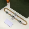 gioielli Moda classica Collana malocchio Collana in acciaio inossidabile placcato oro 18 carati con doppia lettera Collana girocollo con perline Accessori per gioielli a catena Regali