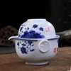 Ceramiczny zestaw herbaty obejmuje 1 garnek 1 filiżanka elegancka gajwan piękna i łatwa czajnik czajnika niebieski i biały porcelanowy czajniczka Preferencja 248n