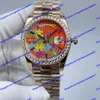 9 CLR Perfecte kwaliteit dameshorloges m128239-0056 128239 36 mm fotopuzzel Wijzerplaat Volledige diamanten rand Saffier rosé goud Automatisch mechanisch 128235 herenhorloge horloges
