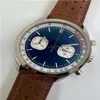 Top satılan klasik çok tarzı erkek kol saatleri 43mm vintage yarış kadran çok fonksiyonlu hareket kronografı çalışma deri strap2483