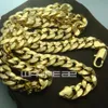 18k yellow gold GF mens womens solid chain Necklace w curb ring link N222231H