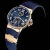 최고 판매 맨 시계 블루 다이얼 스테인리스 스틸 자동 이동 남성 손목 시계 기계 시계 UN09285J