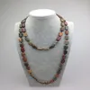 ST0004 Square picasso jasper Bead 42 inch Knotted Long semi precious stone necklaces New Design Necklace 288l