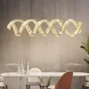 Lustres LED de luxe modernes pendentif lumières vague acier Lustre lampe en cristal Table à manger suspendre lampe intérieure goutte luminaires266d