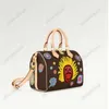 Face Print YK Speedy Bandouliere 25 Borsa M46426 Yayoi Kusama Borsa in pelle con ricamo 2023 volti gioiosi Tote Borsa energia ottimista 295O