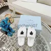 Slippers Designer Slippers Slippers Fashion Wool Wool Winter Winter Fur Flat Flat Shoes Rubber Sole Trendy Plush Triangle Metal Slipper X0909