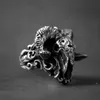 Cluster Rings Unique Punk Gothic Satanic Demon Skull Ring Men Biker Jewelry Gift Animal Finger Trendy Female Male Engagement Party331K