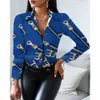 Women's Blouses Shirts Printed Shirt Women autumn Elegant Office Ladies Blouse Clothes Fashion Lapel Long Sleeve Buttons Casual Tops For Woman 230908