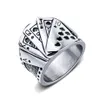 Spades Straight Flush Poker Rings em aço inoxidável Biker Punk Rock Vintage Jewelry209e