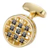 Boutons de manchette Boutons de manchette en cristal pour hommes avec boîte-cadeau Lien de ton or 18 carats Chemises habillées pour hommes et français pour la fête de mariage 230908