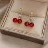 New Temperament Women Red Cherry Earrings Earrings Suitable for Women Personality Cute Office Party Earrings Charm Jewelry Wholesale YME091