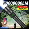 Taschenlampen, 50000000 Lumen, LED-Taschenlampe, superhell, wiederaufladbar, leistungsstarke Taschenlampe, Selbstverteidigung, Camping, 266U