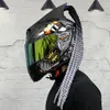 Full Face Motorcycle Helmet Double lens ABS Material Motorbike Motocross Helmet With braids Horns Accessories263U