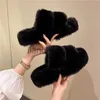 Zapatillas Zapatillas de lana de moda Zapatos de uso exterior para mujer Otoño Invierno Zapatillas de algodón gruesas de doble tira x0909