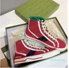Tennis Canvas Casual Shoes Luxurys Designers Womens Shoe Italy Green And Red Web Stripe Rubber Sole Stretch Cotton Low Top Mens Sneakers With Box